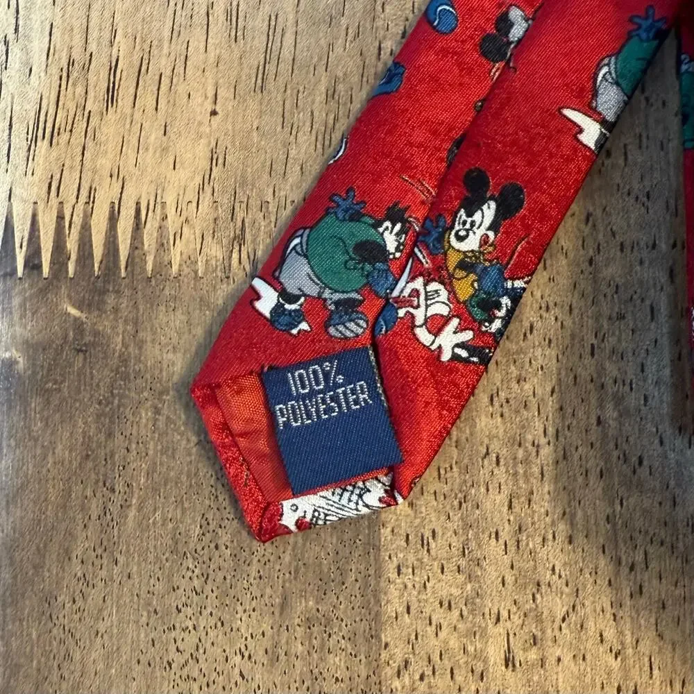 VTG Disney Unlimited Neck Tie 90s Tennis Sports SWACK Mickey Minnie Pete Red